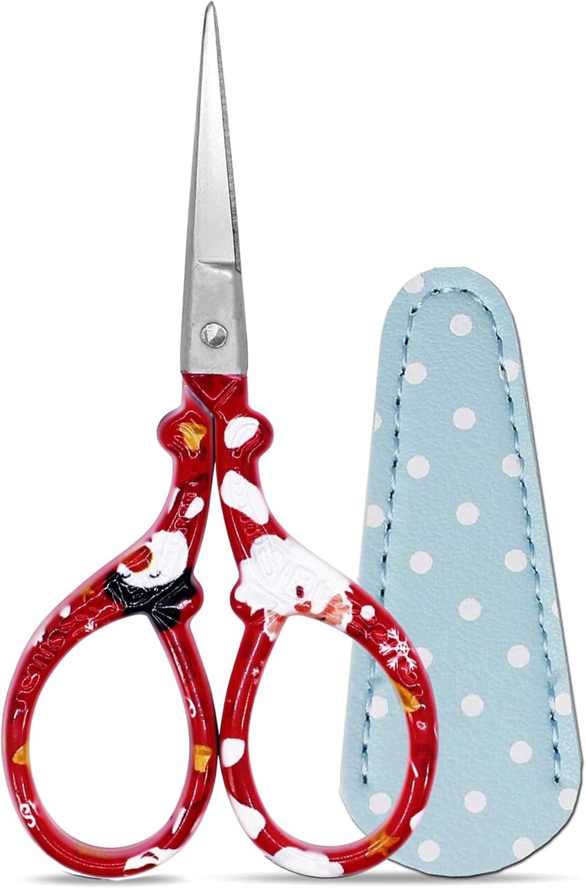 Craft Scissors 3.6 Inch Small Scissors with Leather Cover Sharp Pointed Tip Scissor Stainless Steel Precision Detail Scissor for Crafting Sewing Office Home